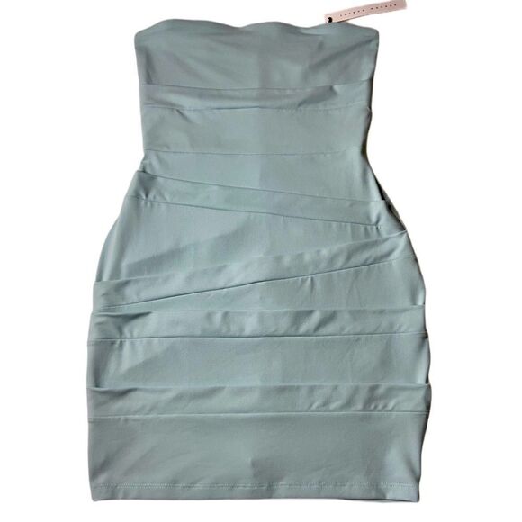 NWT Susana Monaco Strapless Pleated Tube Mini Dress in color Breathe - Picture 2 of 10